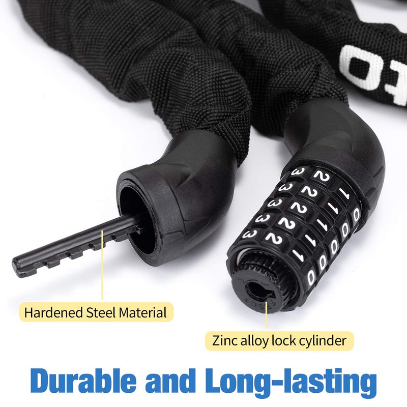 Favoto Bike Chain Lock, 5 Digit Combination Anti-Theft Bicycle Lock, 3.3 feet Long, Ideal for Outdoor Motorcycle E-bike Bikes Gate Fence Ladder Lawn Mower - Image 3